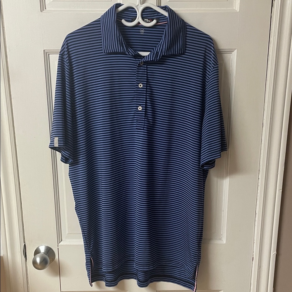 RLX Ralph Lauren Men's Navy and Black Striped Polo